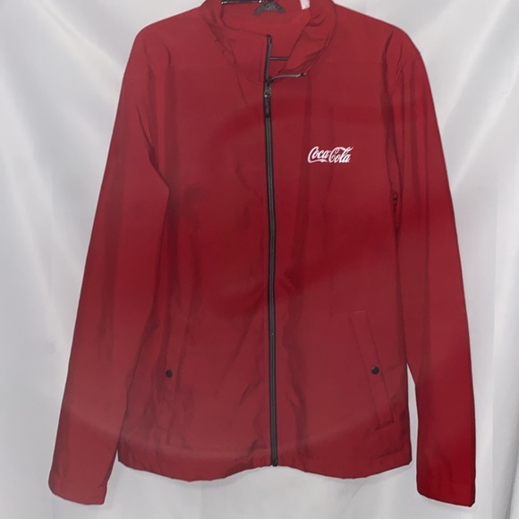 COCA COLA LOGO JACKET  UNBRANDED SIZE Large  RED jacket BLACK ZIPPER WHITE LOGO - Picture 4 of 12